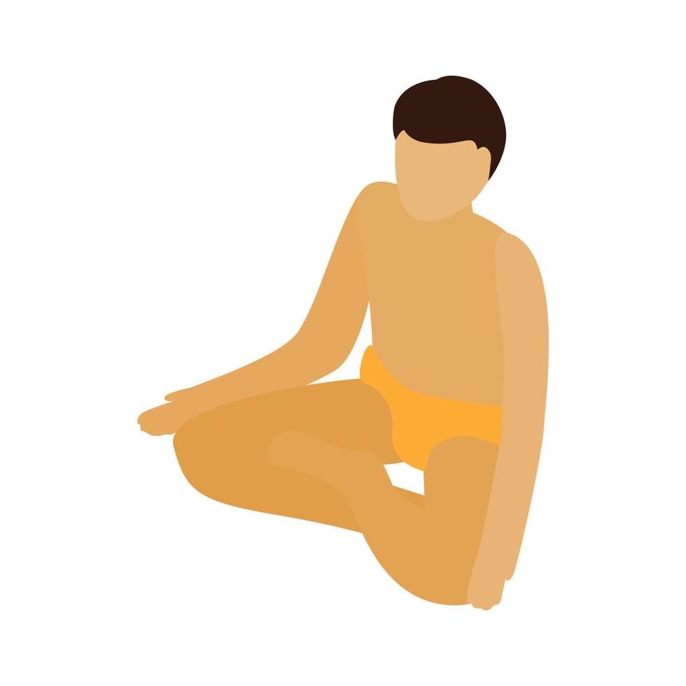 hombre en posición de loto de yoga para icono de meditación vector