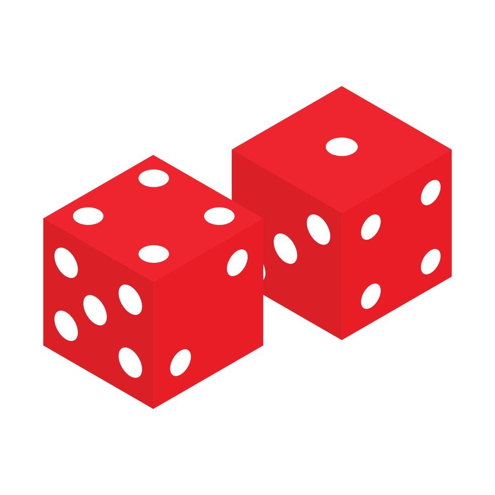 Red dice isometric 3d icon vector