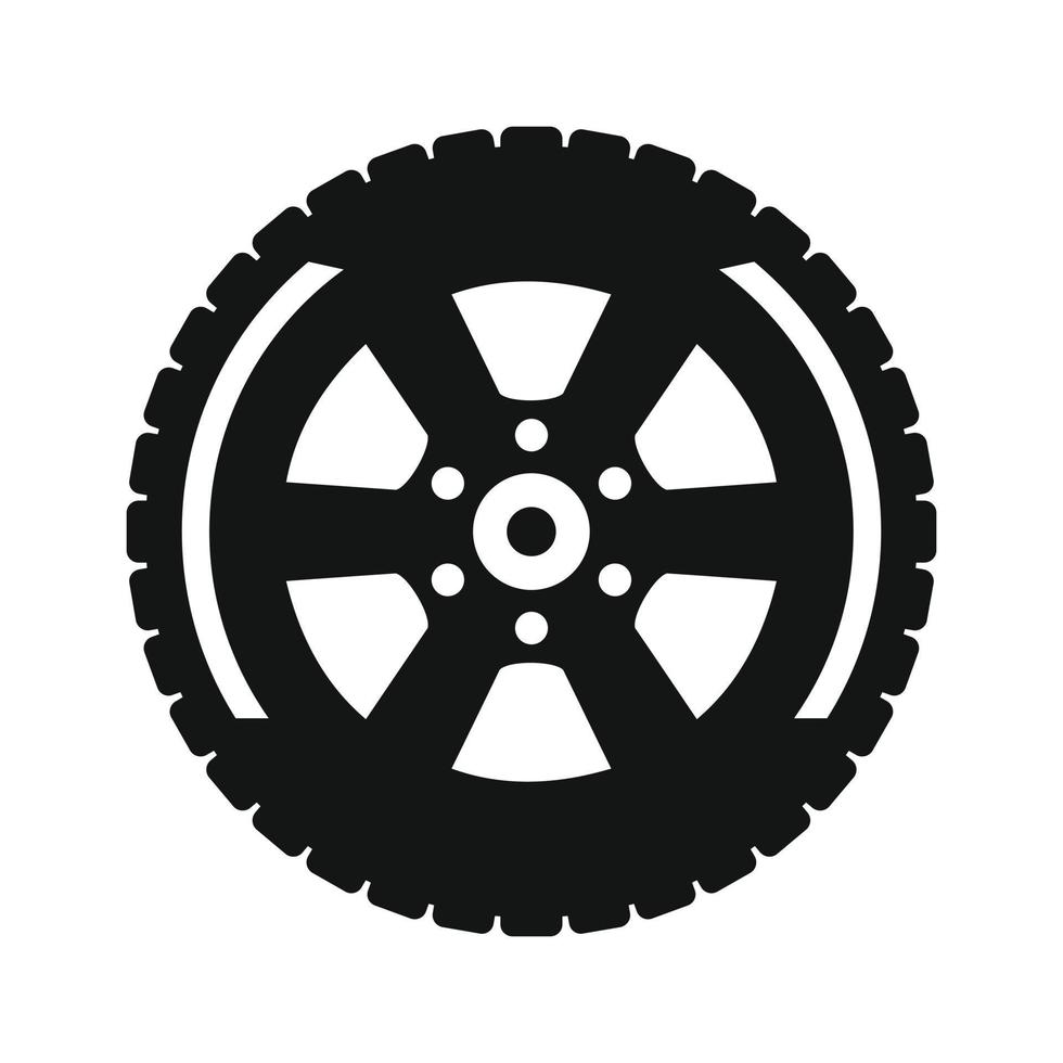 Black wheel flat icon vector