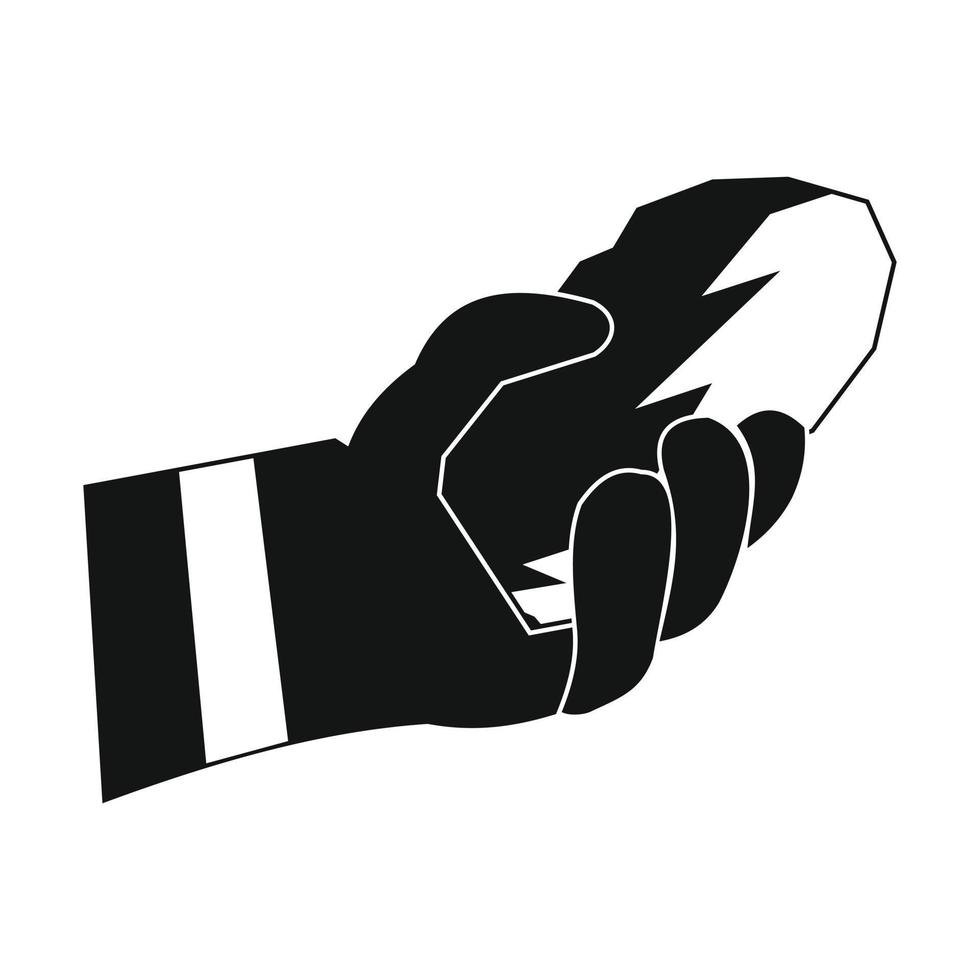 Hand holding a bunch of coal icon vector