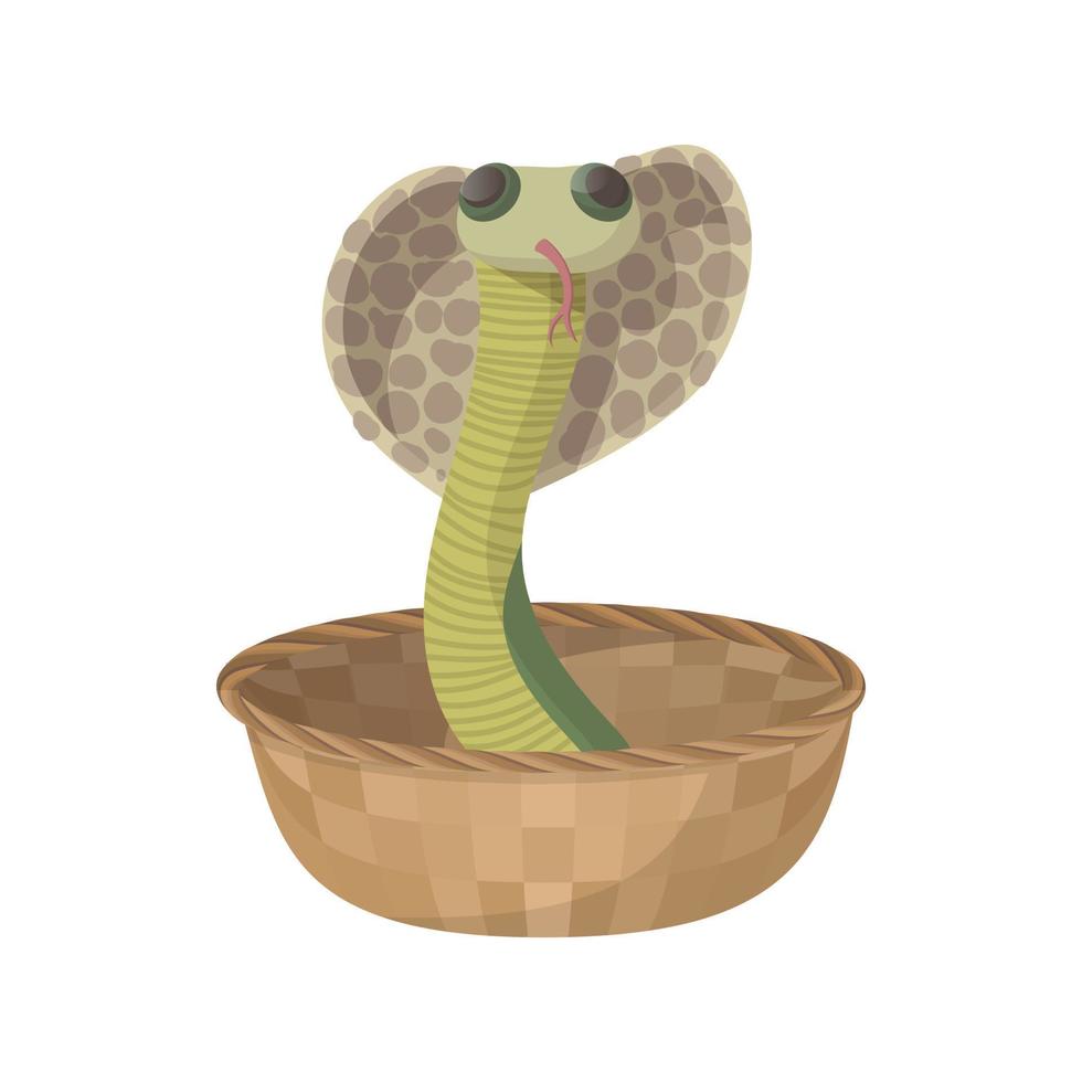 Cobra snake coming out of a basket icon vector