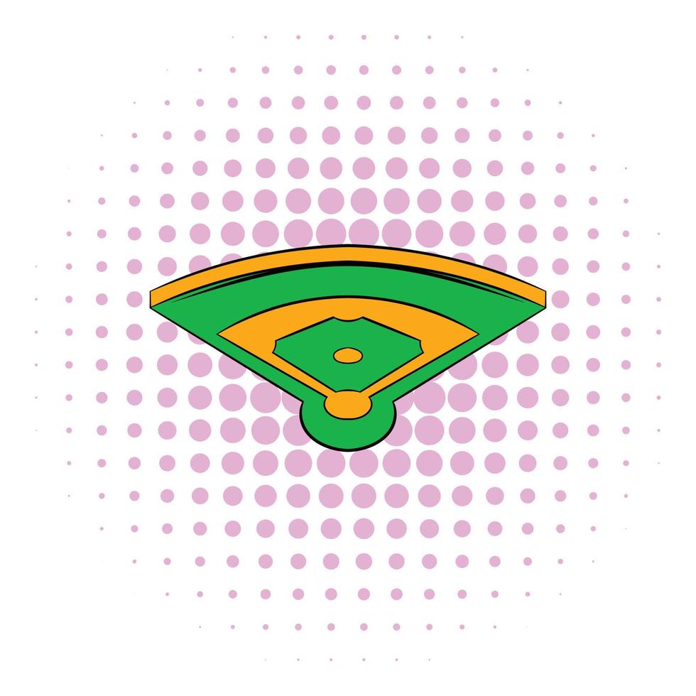 Baseball field icon, comics style vector