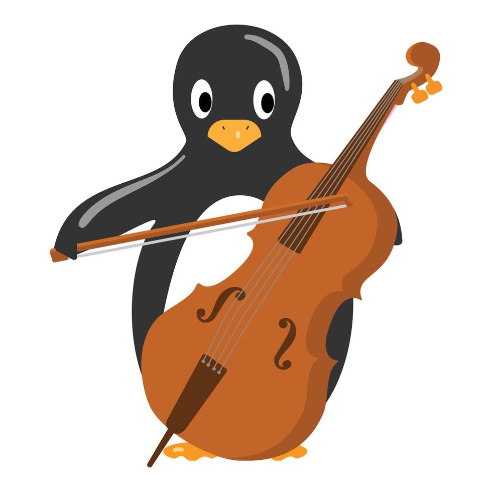 Penguin play contrabass icon cartoon vector. Winter baby vector