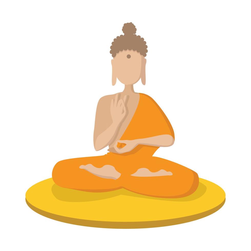 un monje meditando en el icono de posición de loto vector