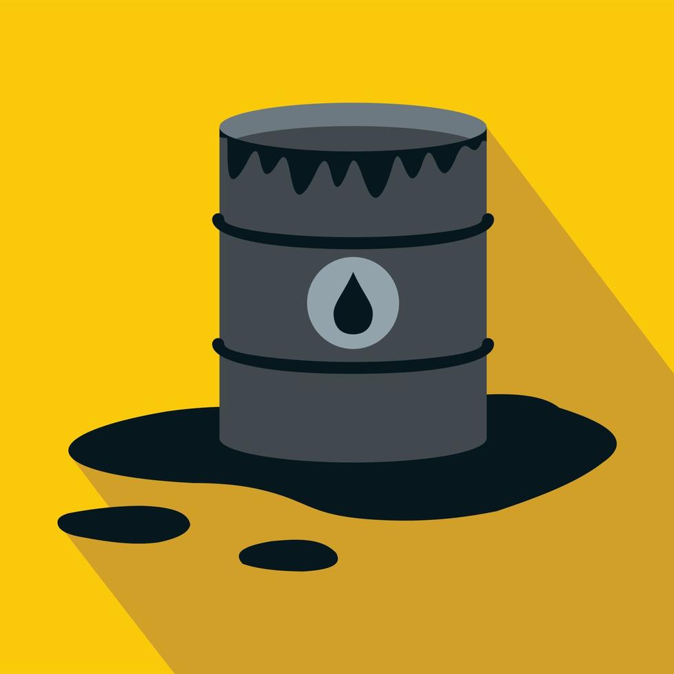 Barrel and oil spill icon, flat style vector