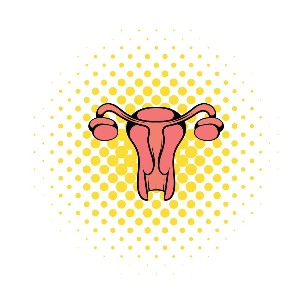 Uterus and ovaries icon, comics style vector