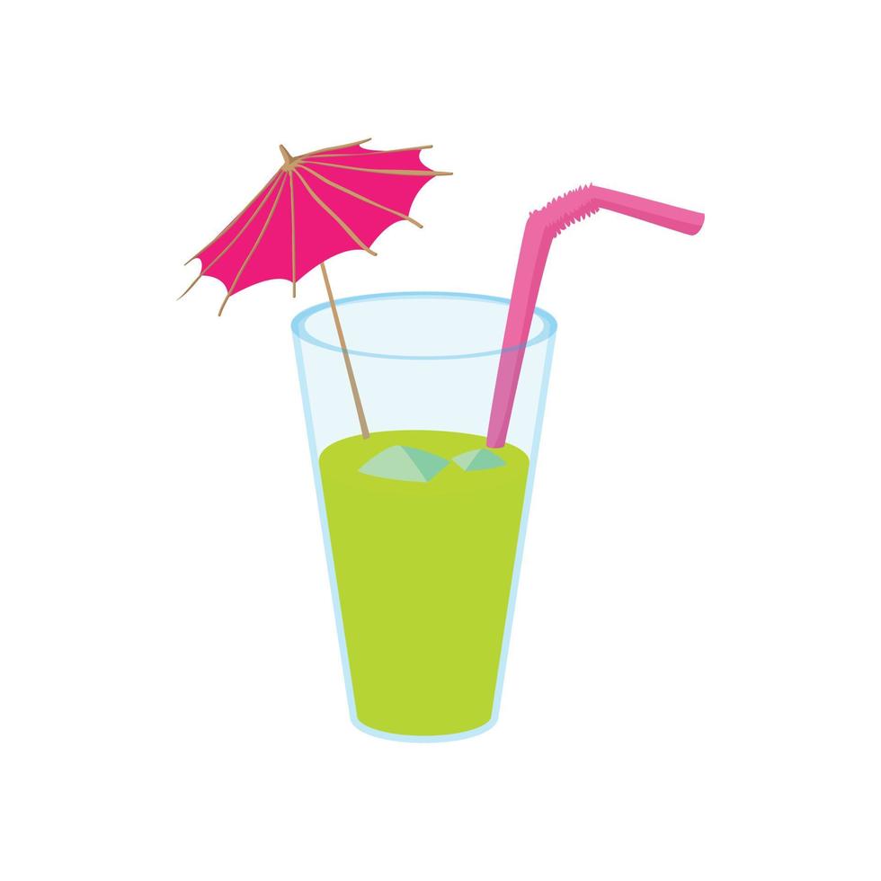 Green cocktail with umbrella icon vector
