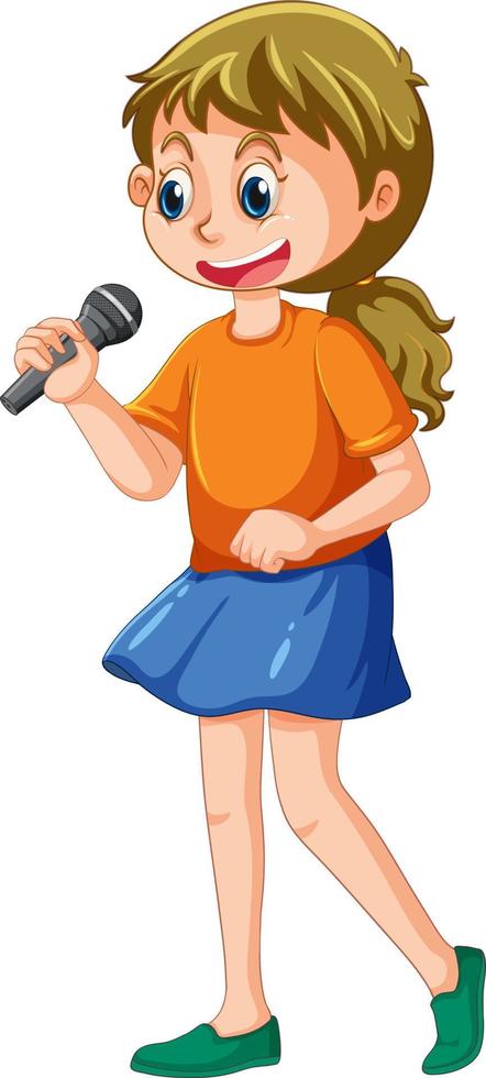 Singer girl cartoon character isolated vector