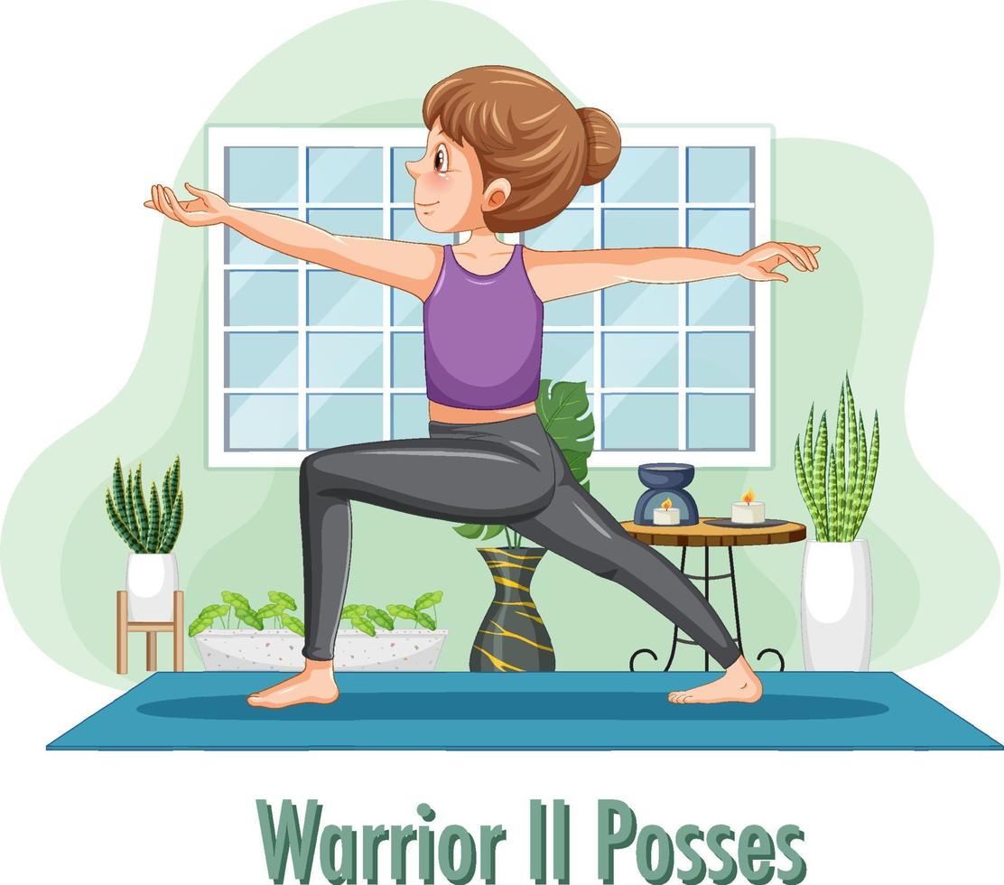 Woman doing yoga at home vector