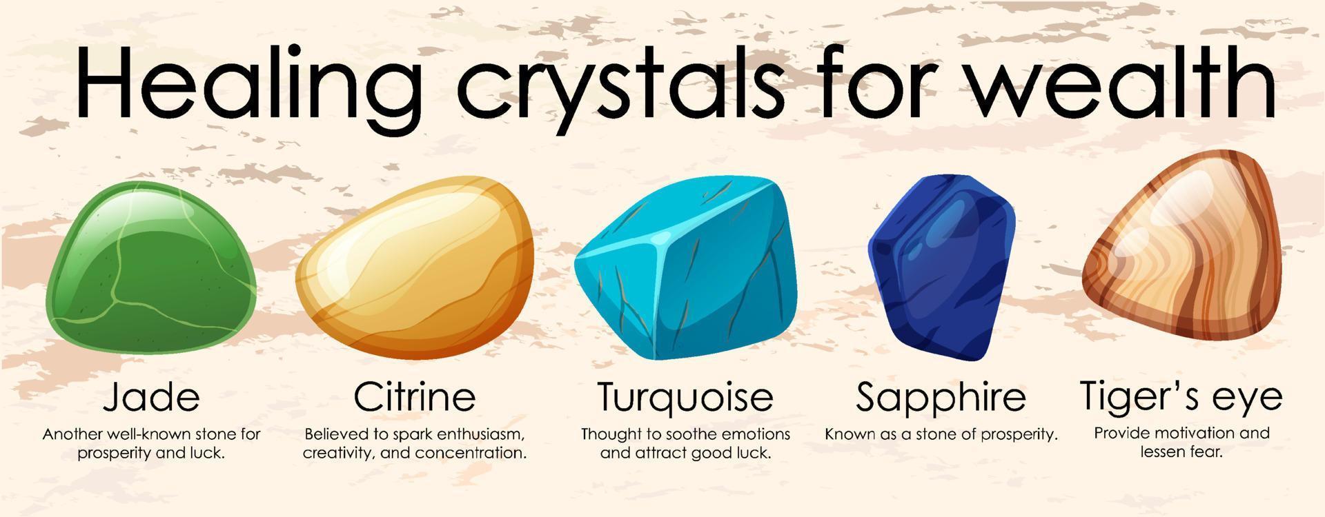 Healing crystals for wealth collection vector