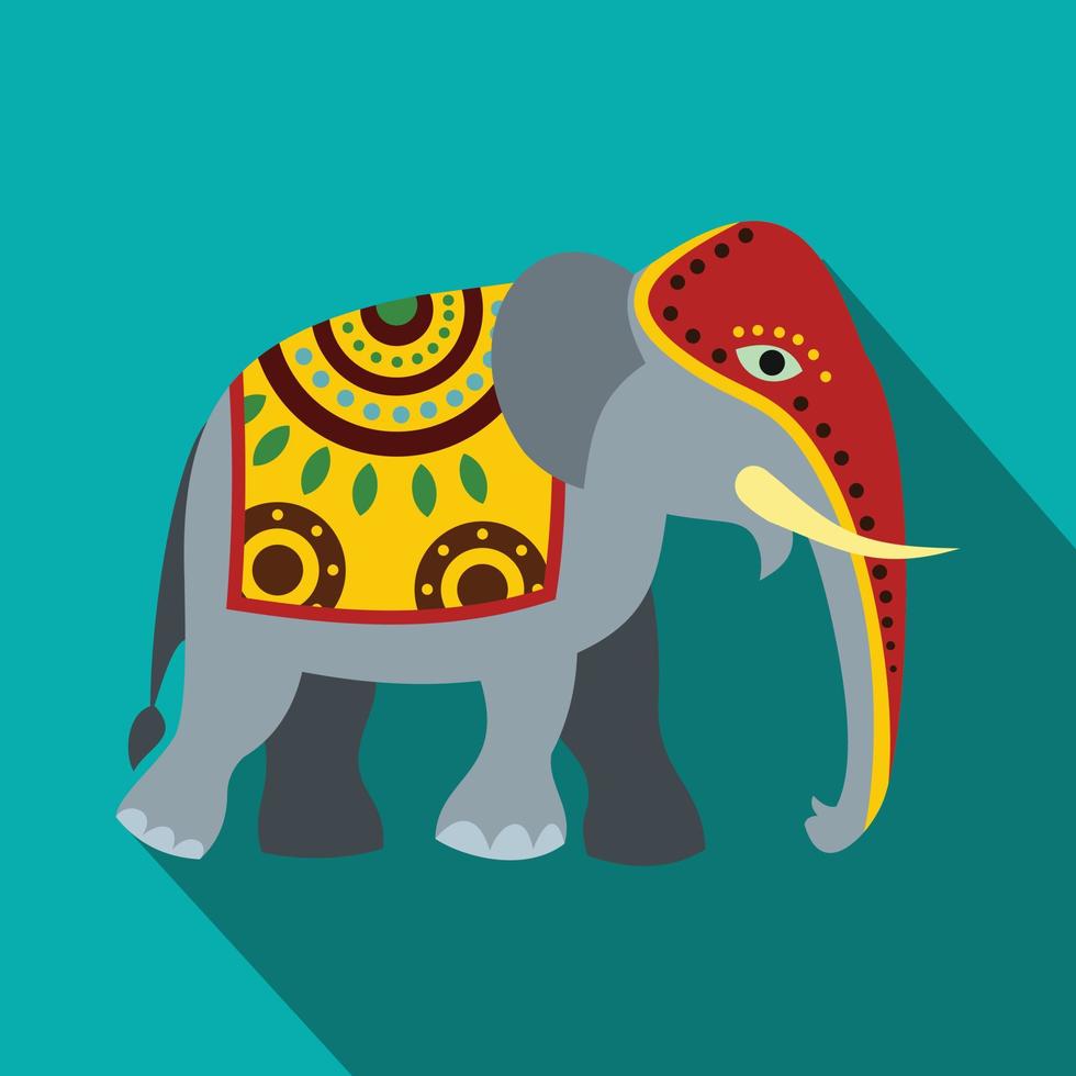 icono de elefante decorado, estilo plano vector