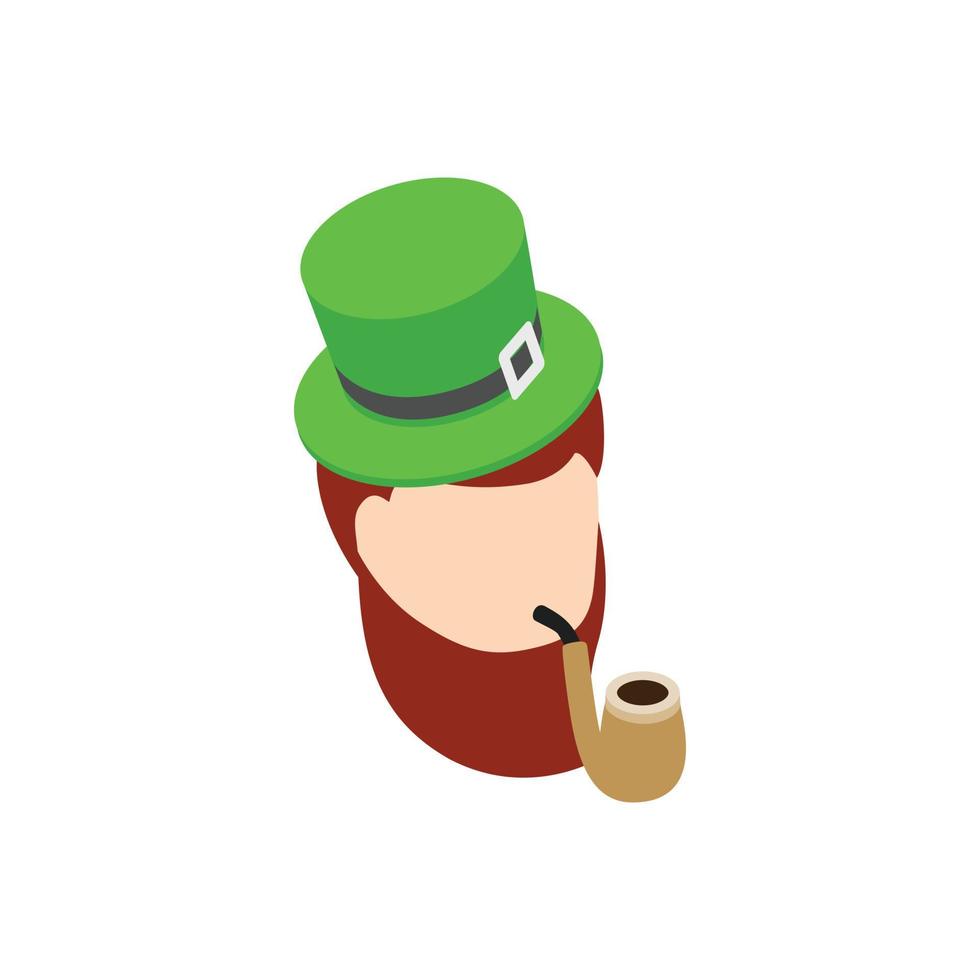 Leprechaun with green hat smoking pipe icon vector