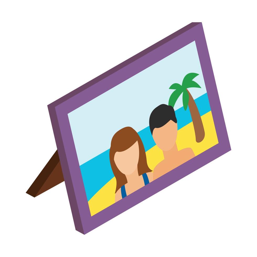 Photo frame with photo icon, isometric 3d style vector