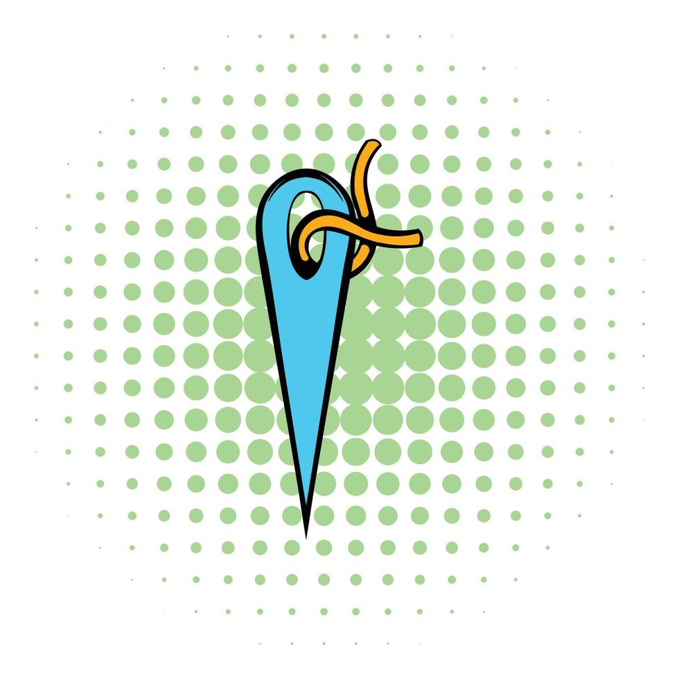 Needle with thread icon, comics style vector
