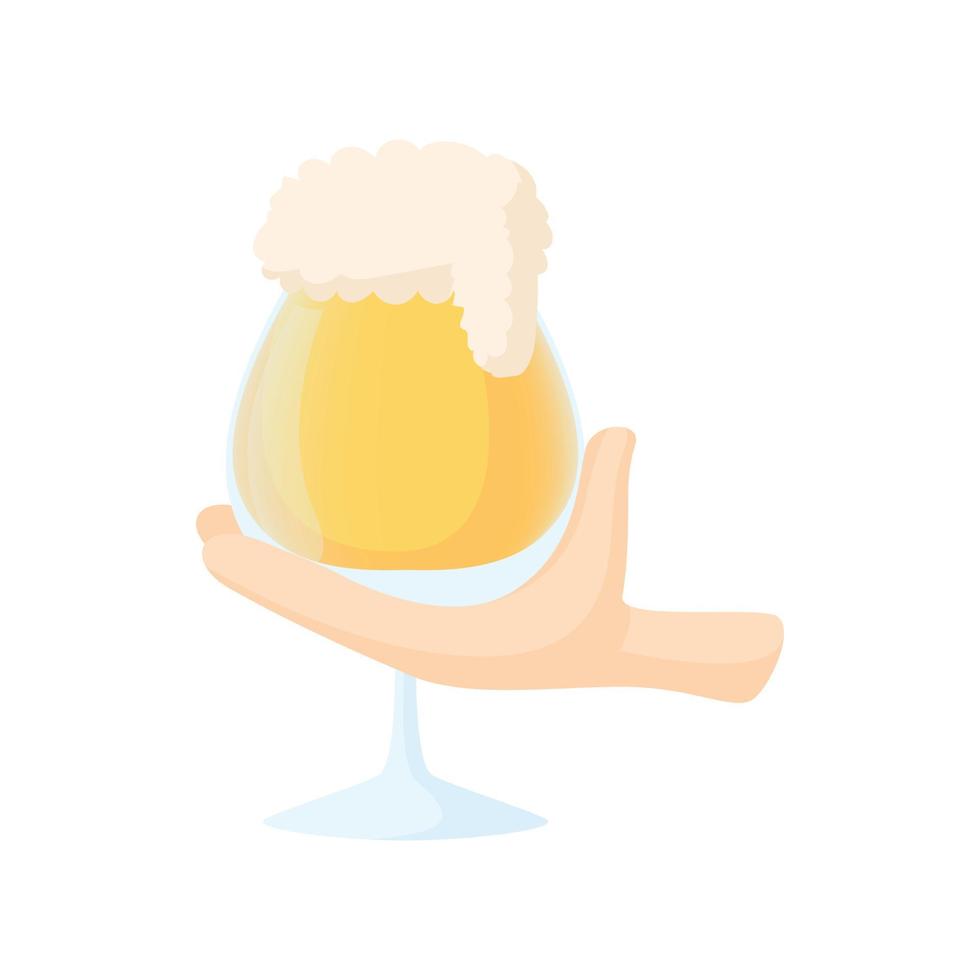 Hand holding wine goblet of beer icon vector