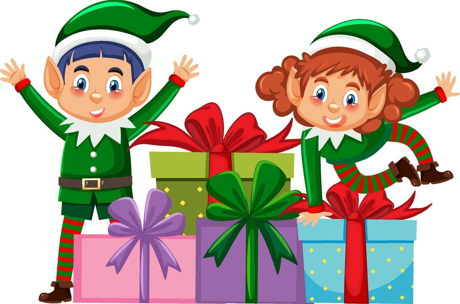 Christmas elf cartoon character vector