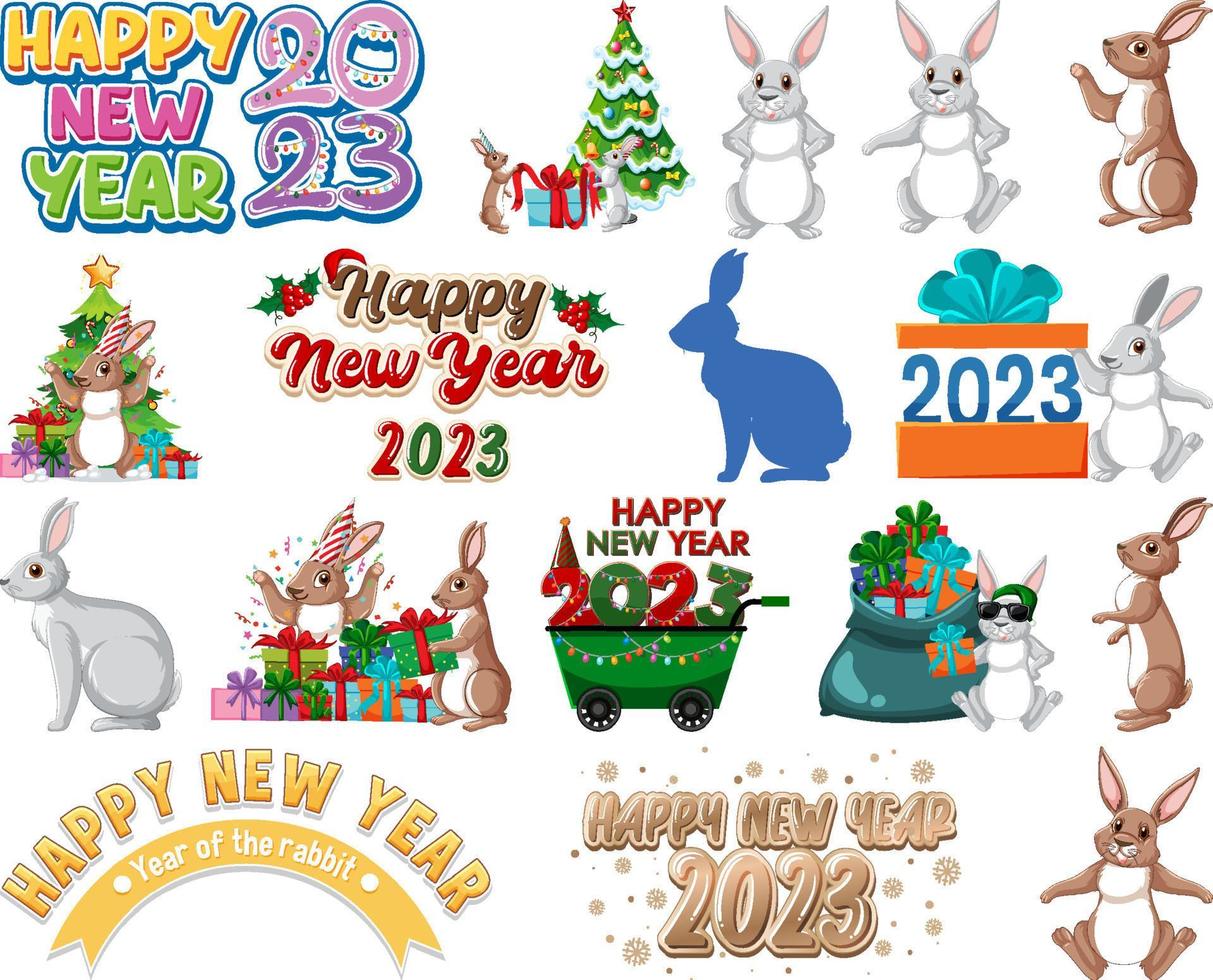 Set of 2023 new year element icon vector