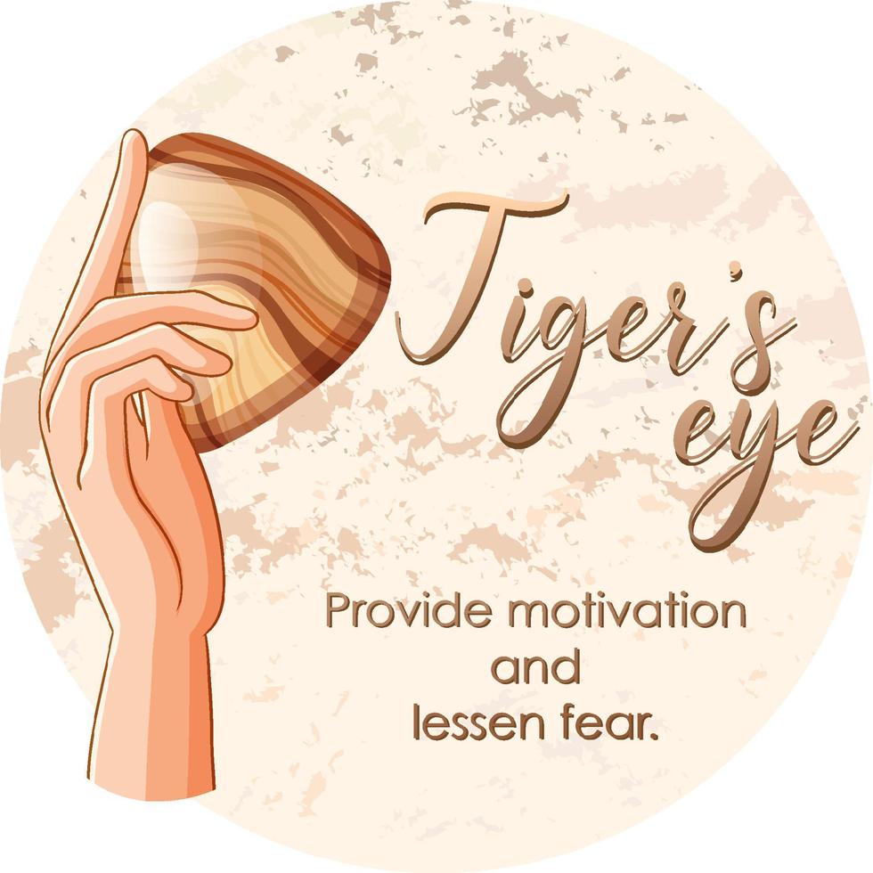 piedra de ojo de tigre con texto vector