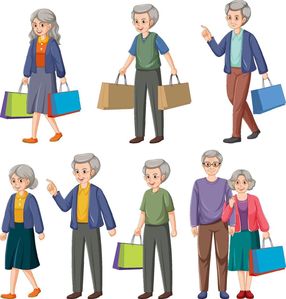 Collection of elderly people characters vector