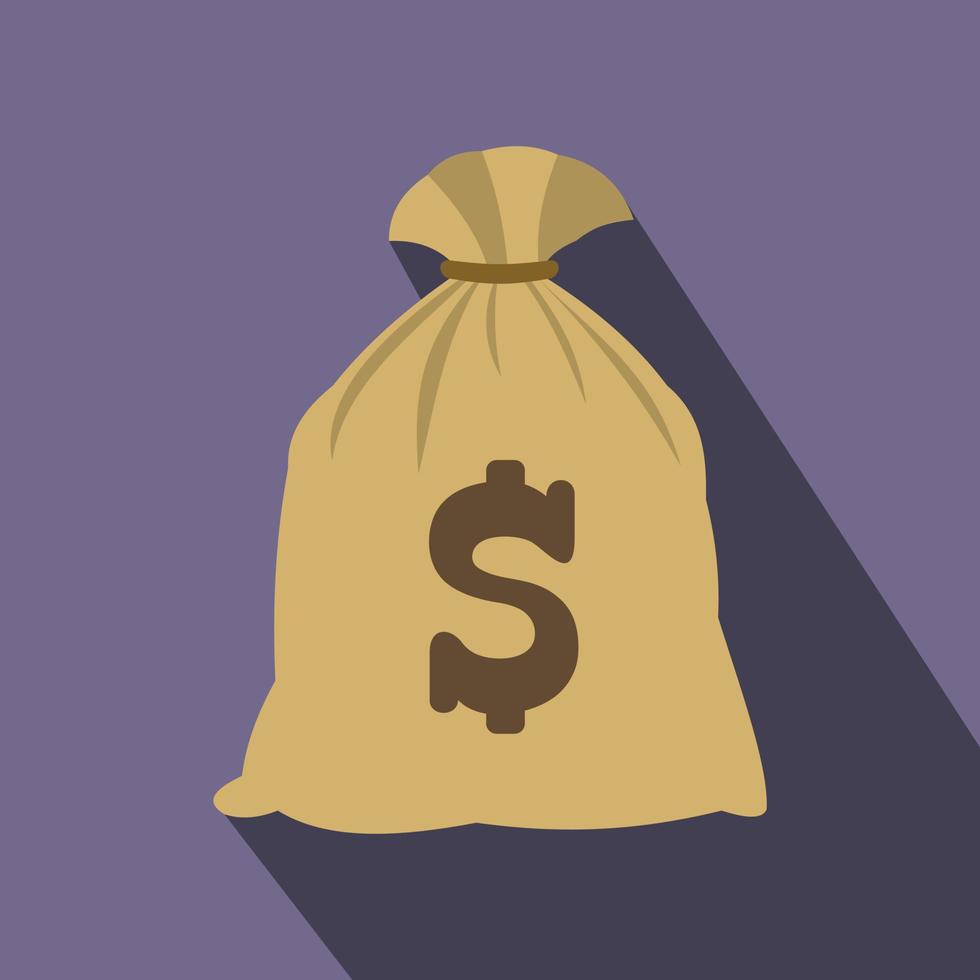 Money bag with US dollar sign flat icon vector