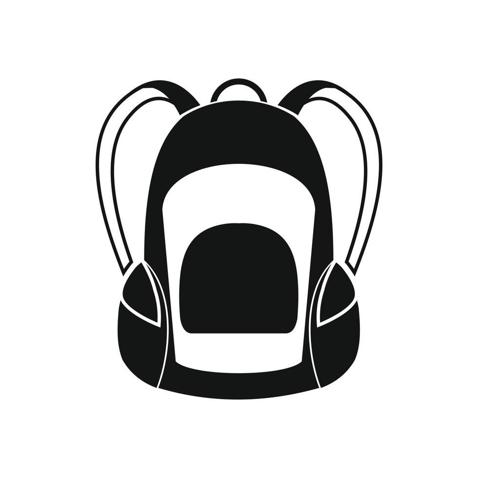 Touristic backpack black simple icon vector