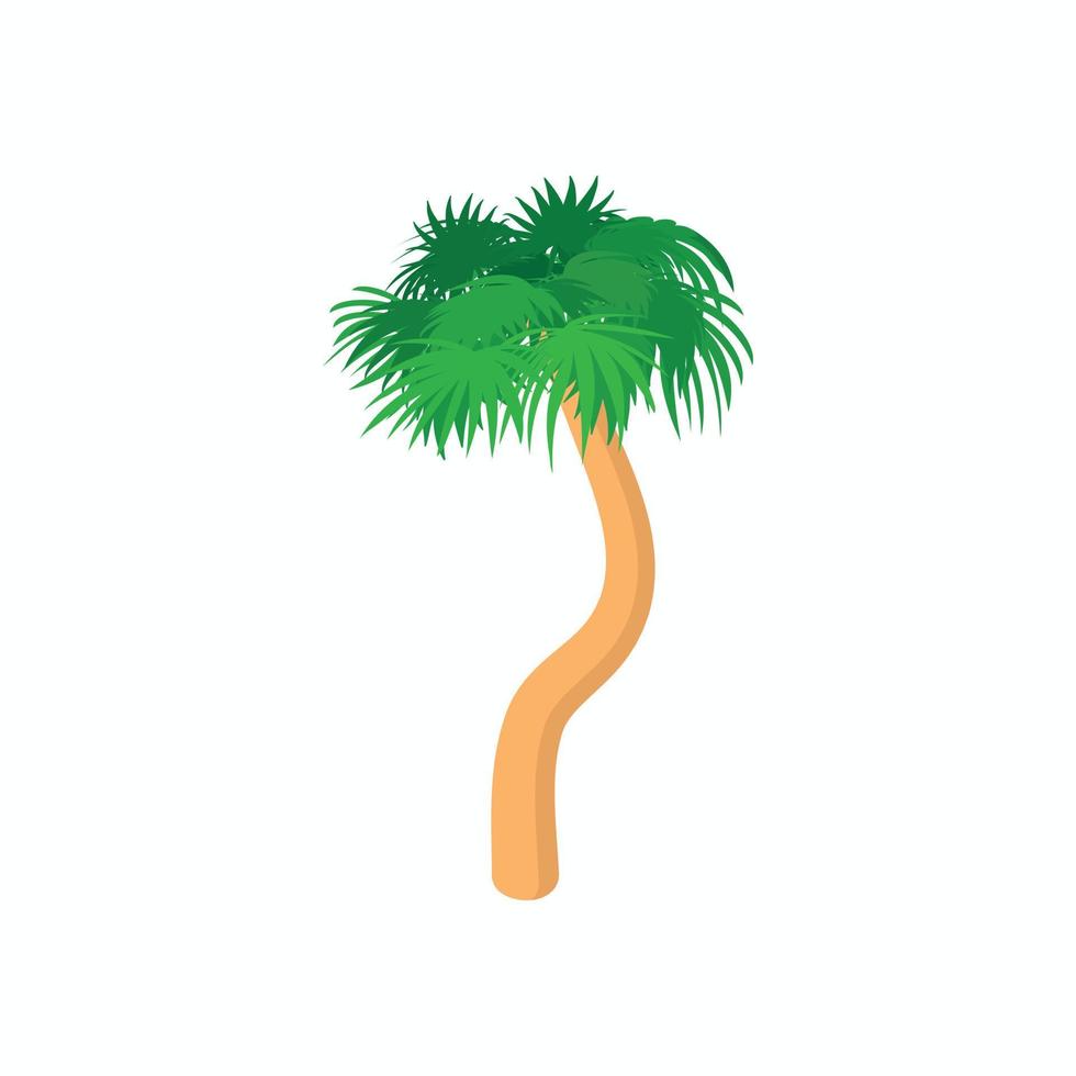Curved palm tree icon, cartoon style vector