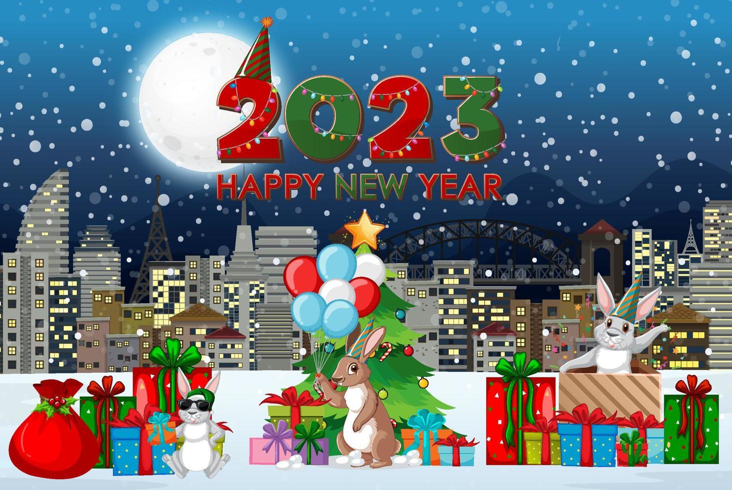 Merry Christmas And Happy New Year 2023 vector