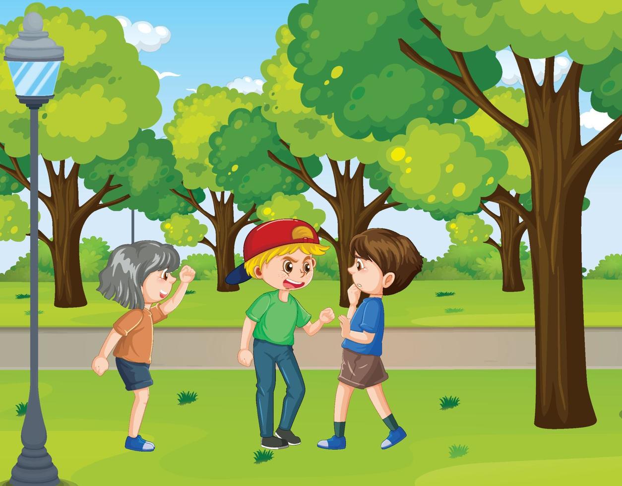 Bullying kids school scene vector