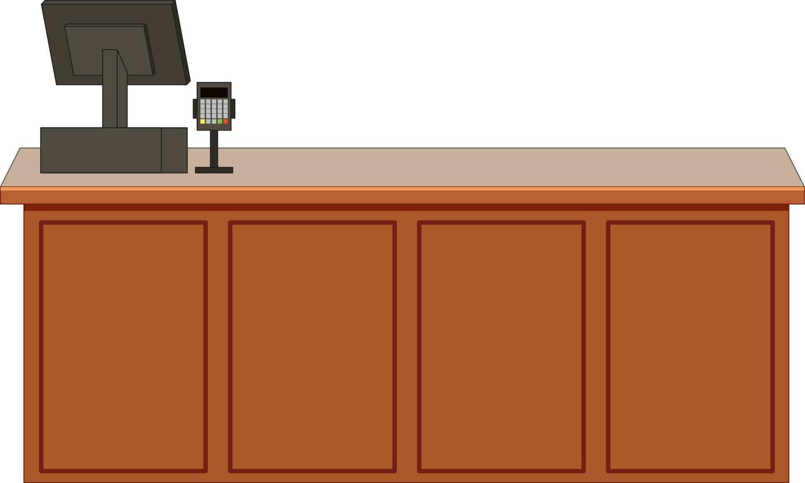 Isolated wooden cashier counter vector