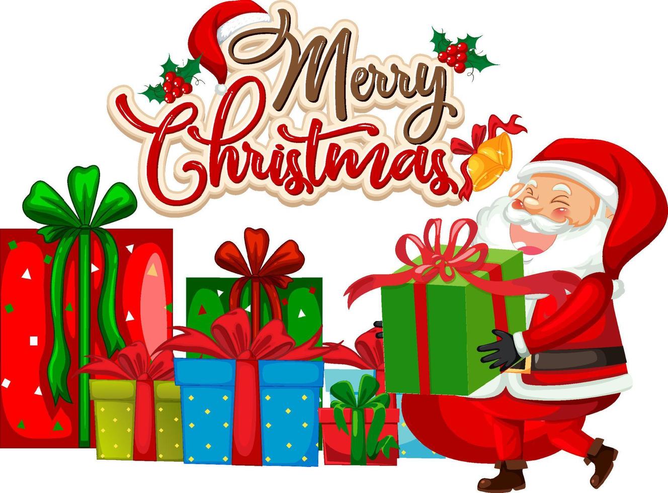 Merry Christmas text with Santa Claus vector