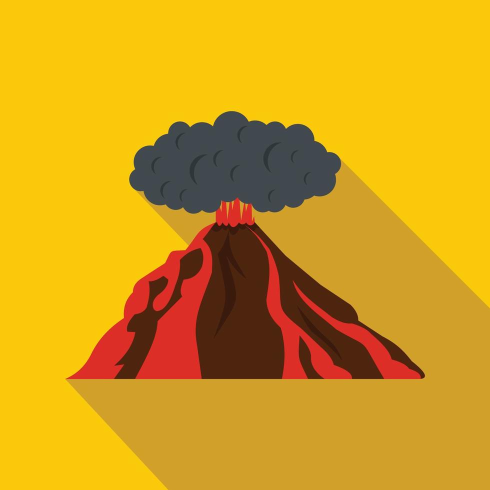 Volcano erupting icon, flat style vector