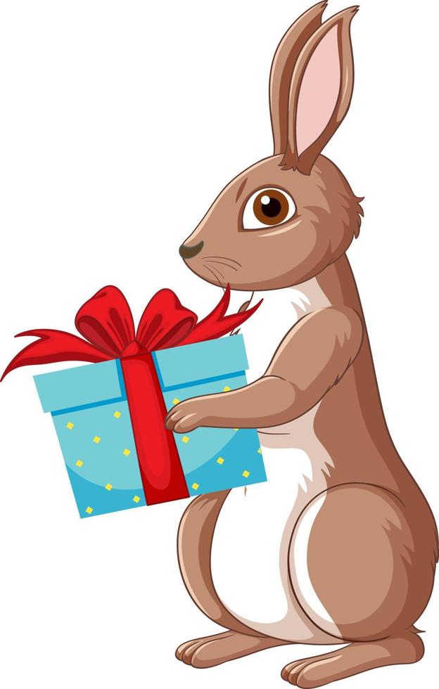 Cute rabbit with gift box vector