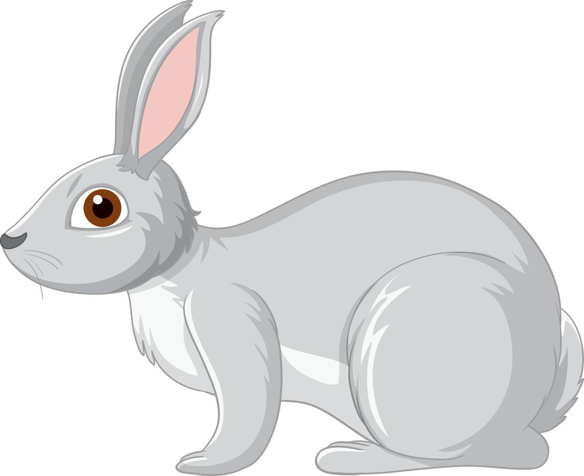 Cute grey rabbit cartoon character vector