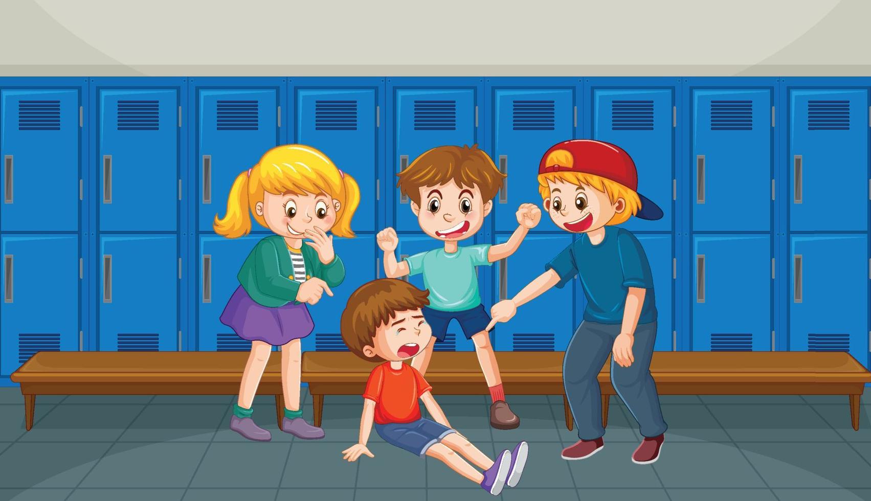 Bullying kids school scene vector