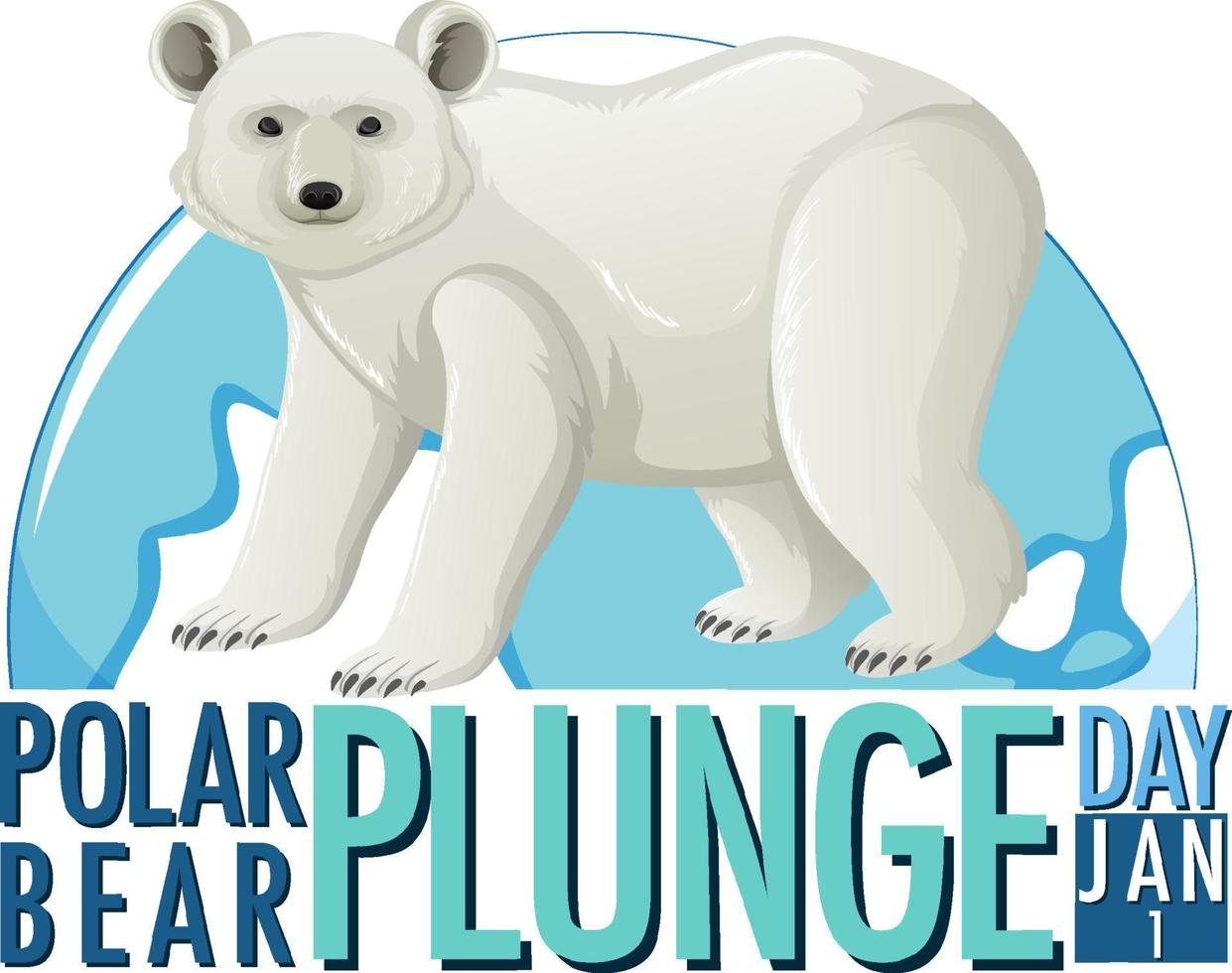 icono del día de la zambullida del oso polar enero vector