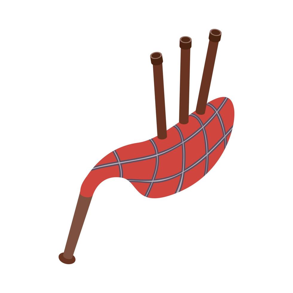 Scottish bagpipe icon in isometric 3d style vector