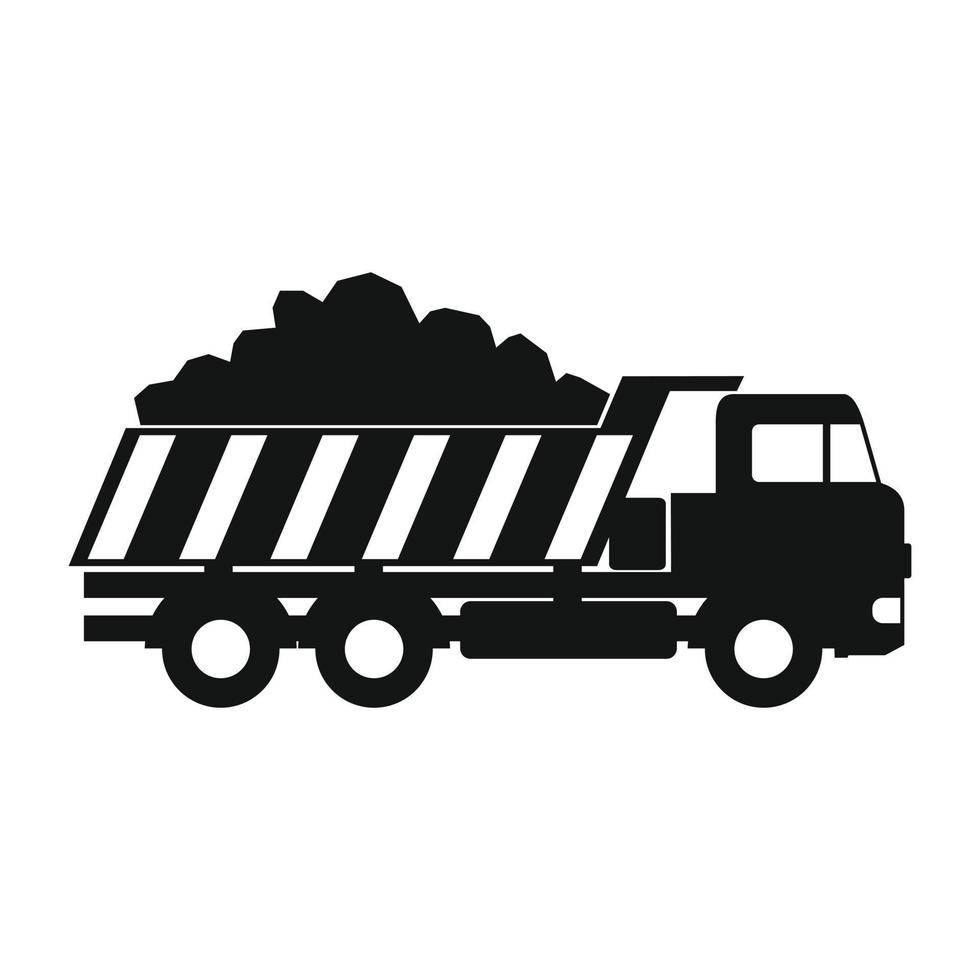 Dump truck black simple icon vector