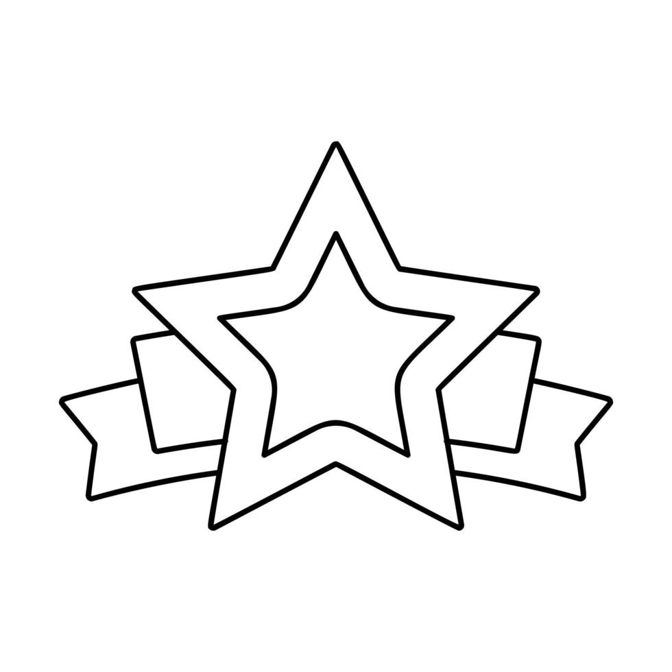 Star banner line icon vector