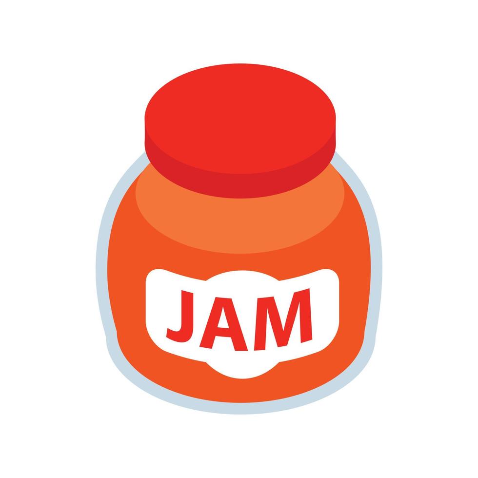 Jar of fruity jam icon, isometric 3d style vector