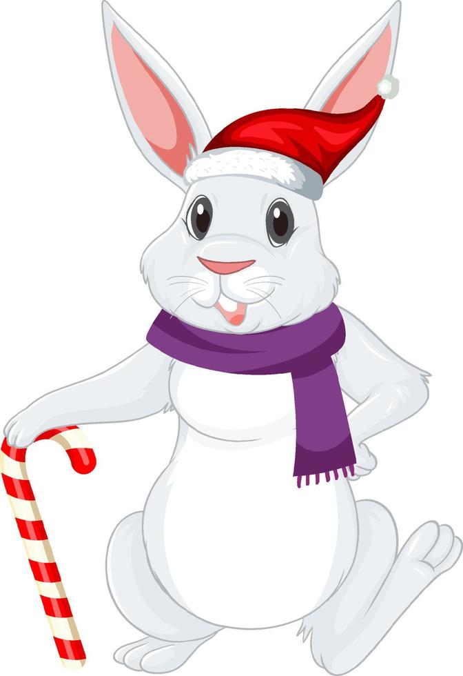Cute white rabbit cartoon character vector