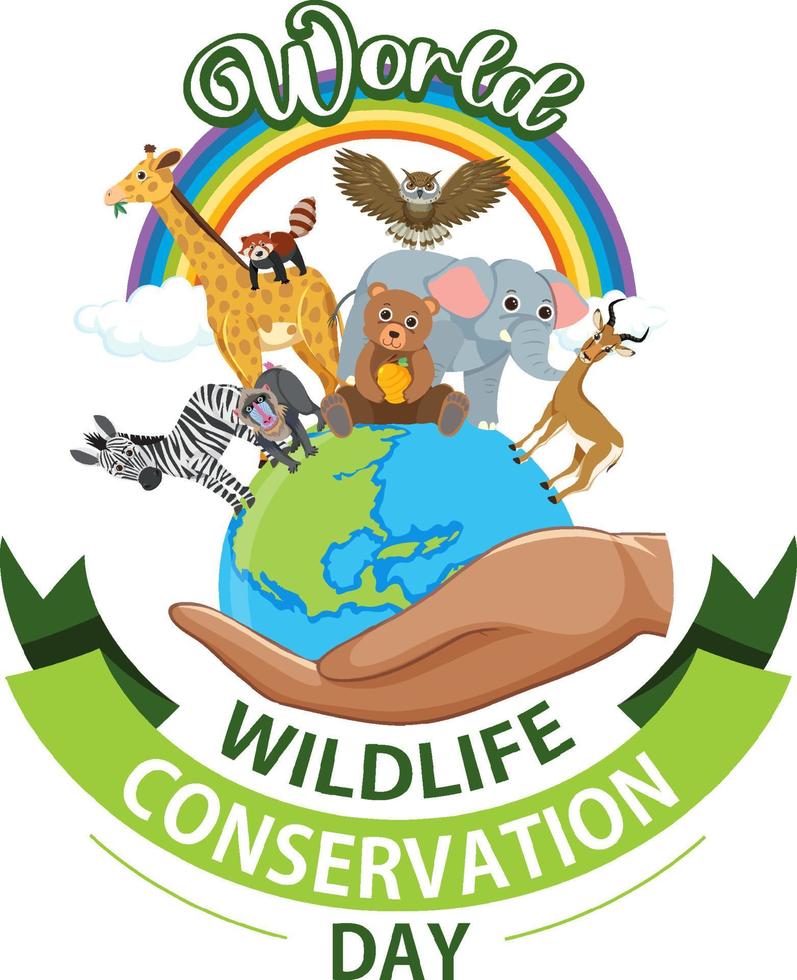 diseño de banner del día mundial de la conservación de la vida silvestre vector