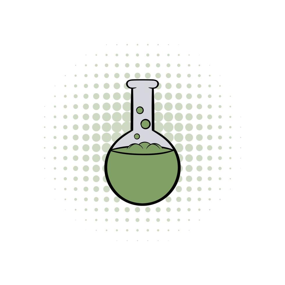 Flask with liquid comics icon vector