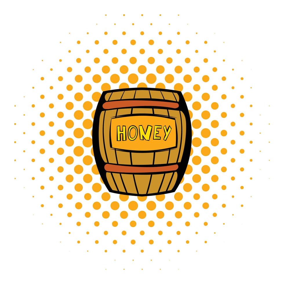 Barrel with honey icon, comics style vector
