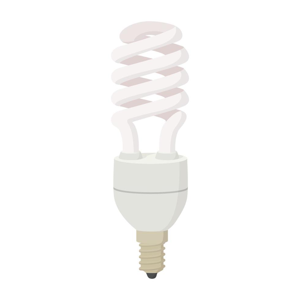 White energy saving bulb icon, cartoon style vector