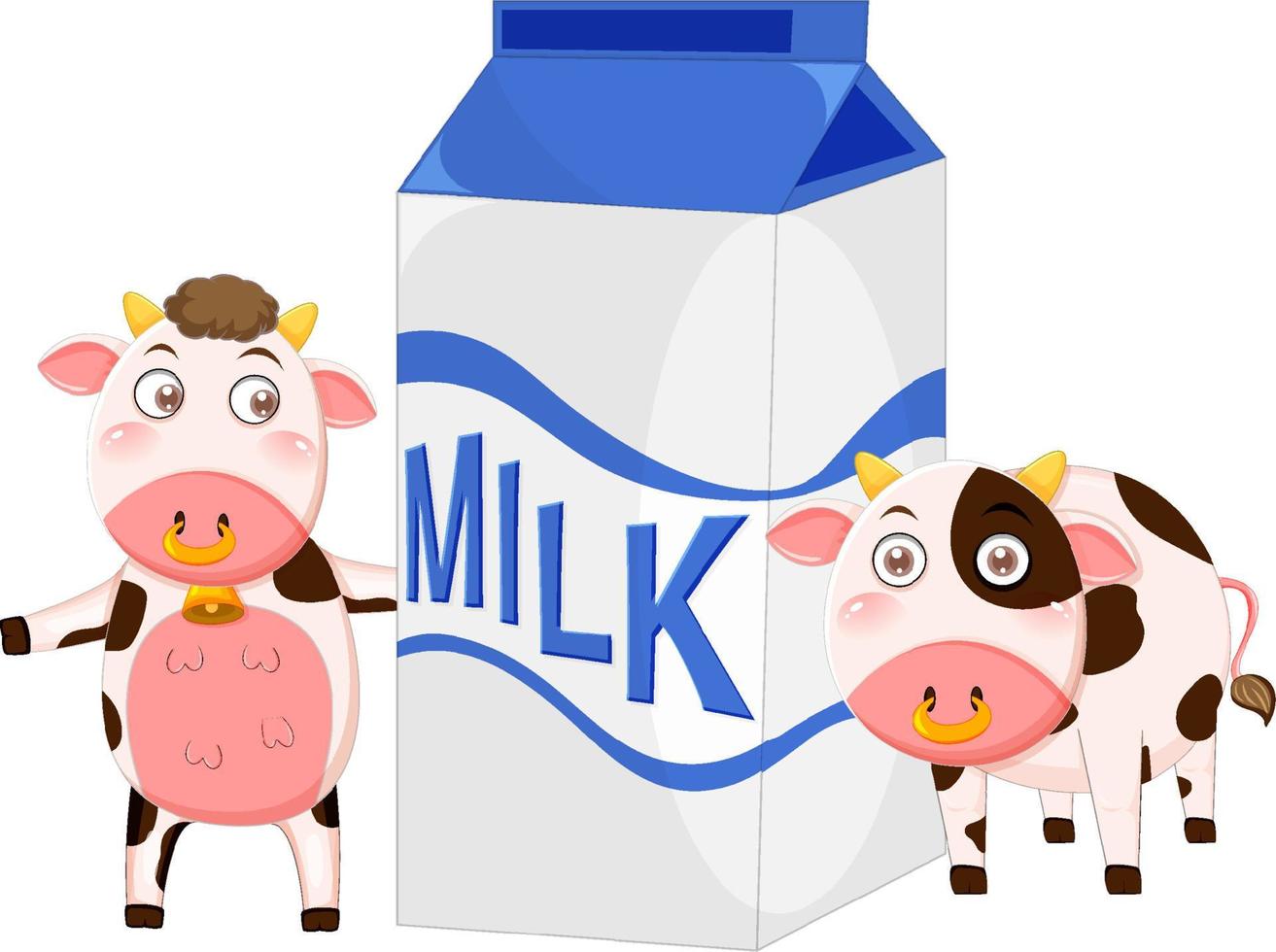 Two cows holding milk box vector