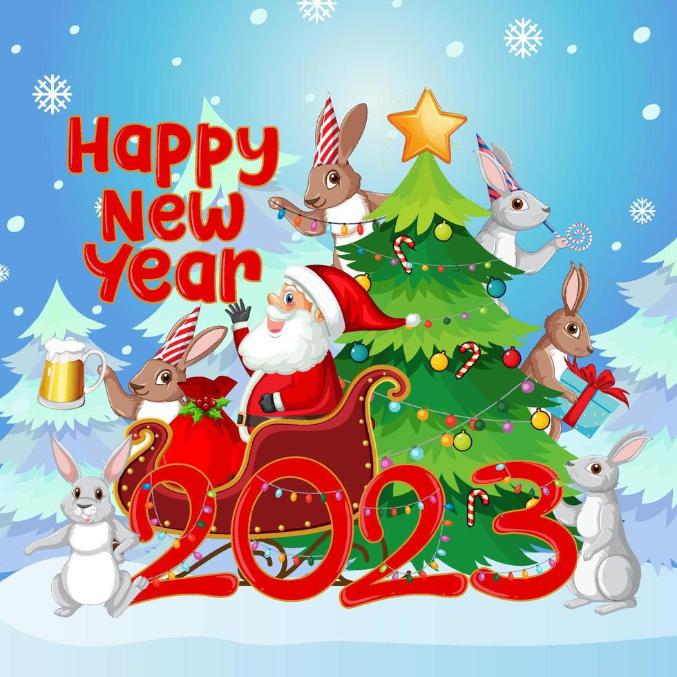 Happy New Year 2023 Banner in Christmas theme vector