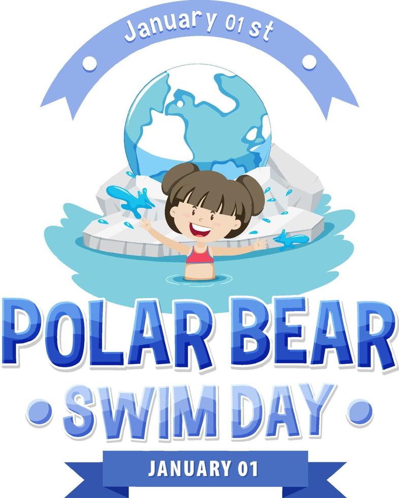 diseño de banner del día de natación del oso polar vector