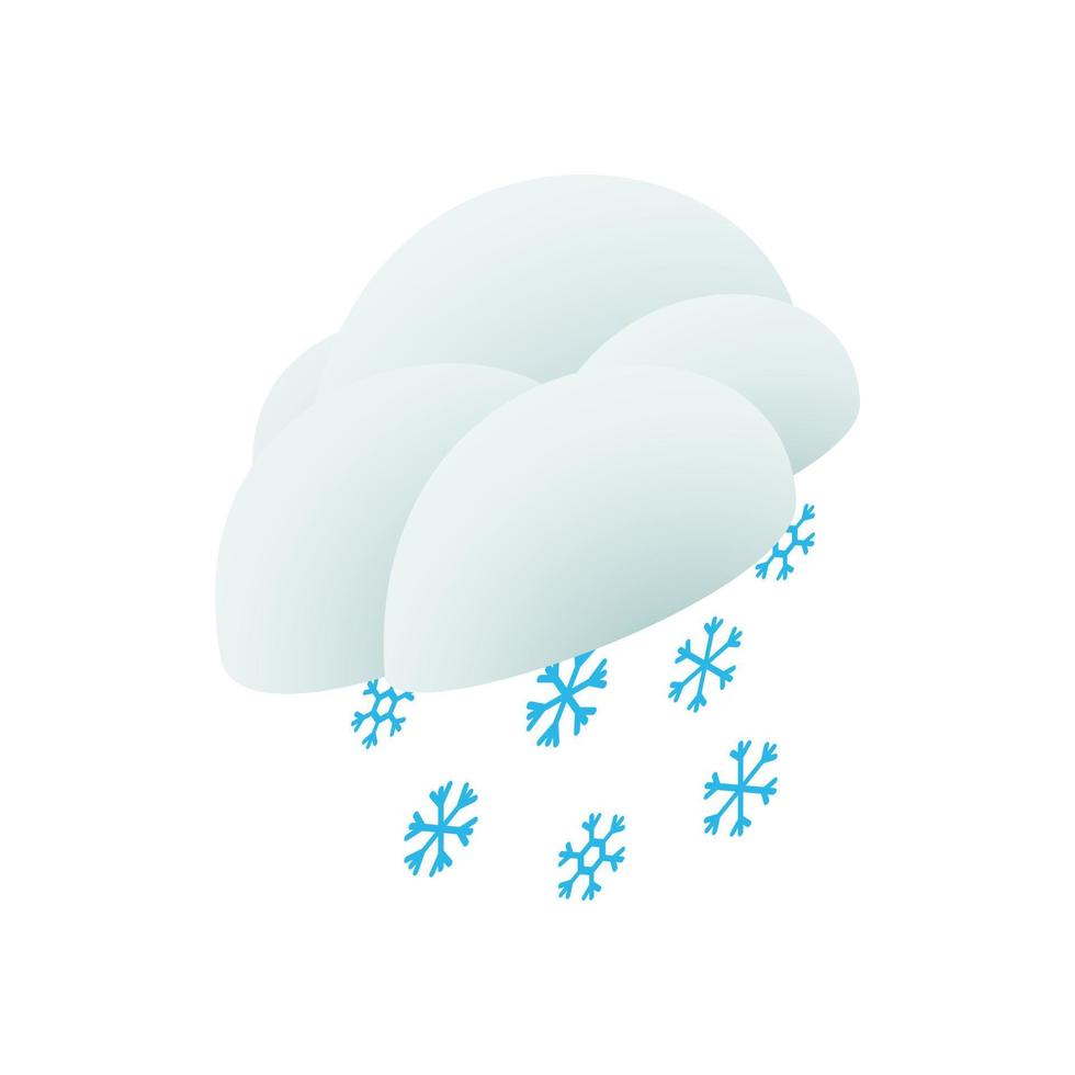 icono de nube y copos de nieve, estilo isométrico 3d vector