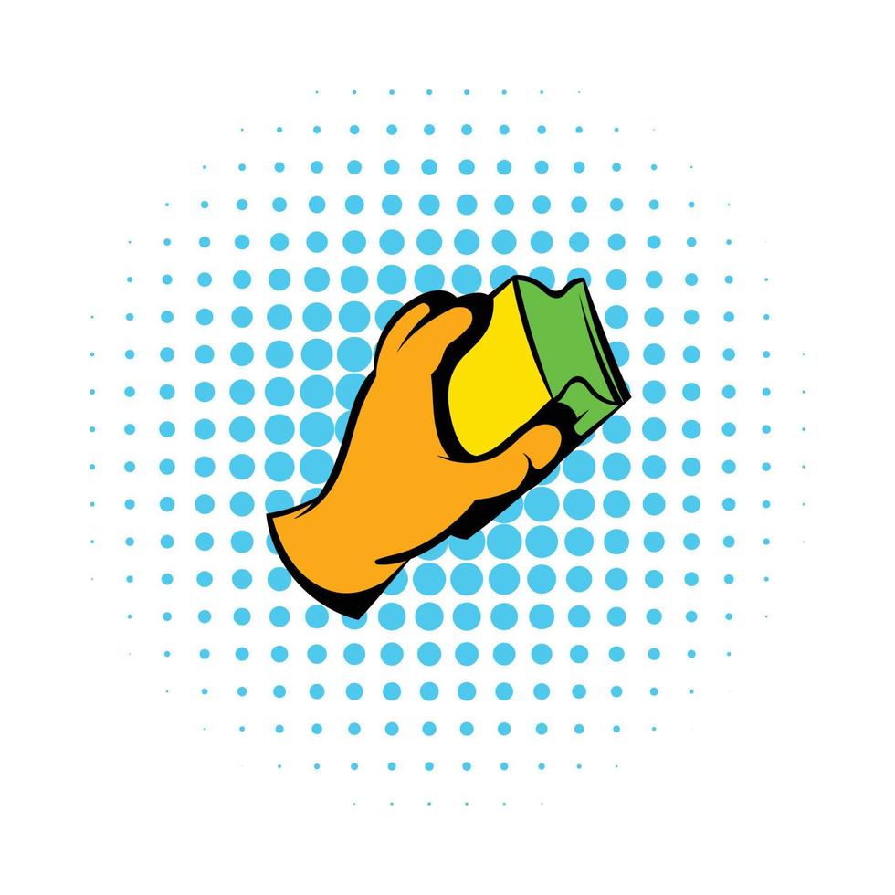 Hand in gloves with rag icon, comics style vector