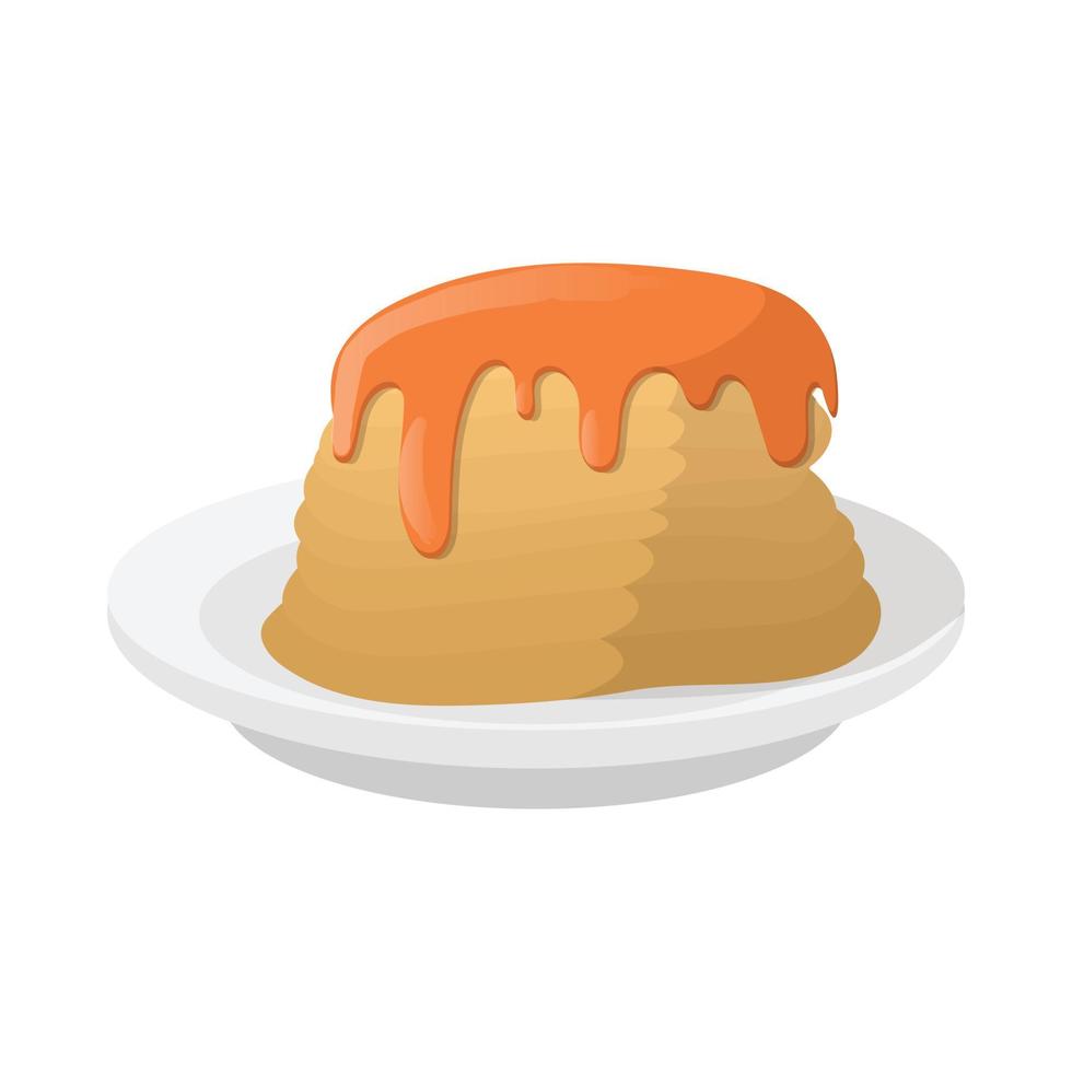 Stack of pancakes with honey icon, cartoon style vector